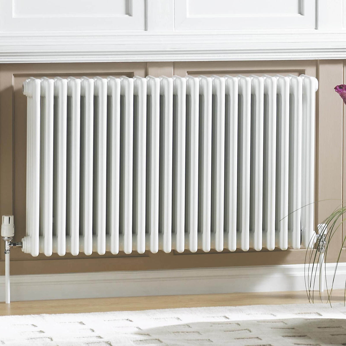 Acova 4 Column Radiator White Horizontal Steel 6005BTU Traditional W104.2xH60cm - Image 2