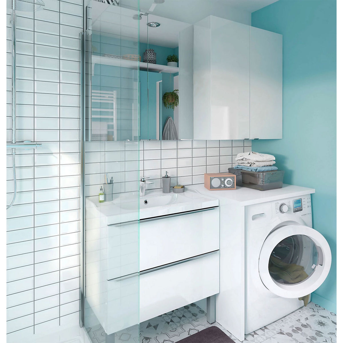 GoodHome Bathroom Vanity Unit Imandra Wall Mounted Gloss White 800mm - Image 5