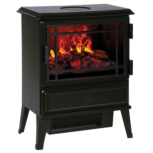 Electric Stove Heater Fireplace Black Freestanding Log Effect Traditional 2kW - Image 1