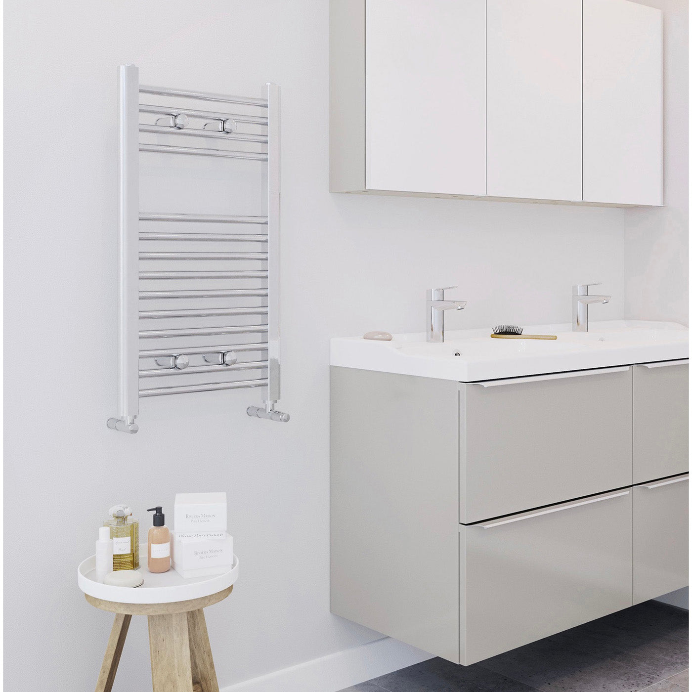 Blyss Towel Rail Radiator Heater Chrome Flat Bathroom Warmer Compact 70 x 40cm - Image 2