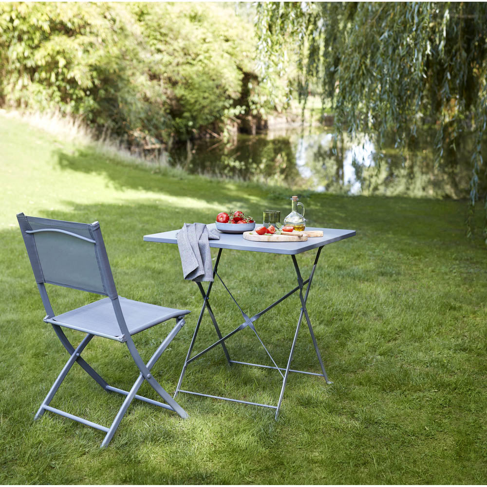 Bistro Table Square 2 Seater Anthracite Metal Foldable Outdoor Garden Furniture - Image 4