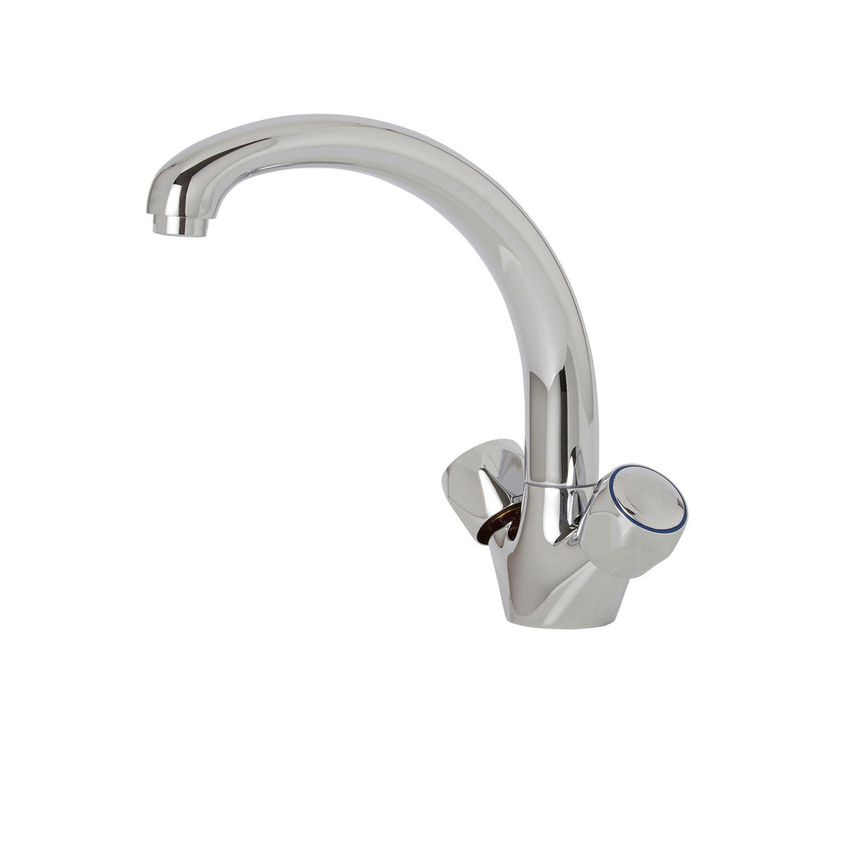 Kitchen Tap Monobloc Mixer Chrome Dual Lever Swivel Spout Modern Faucet - Image 1