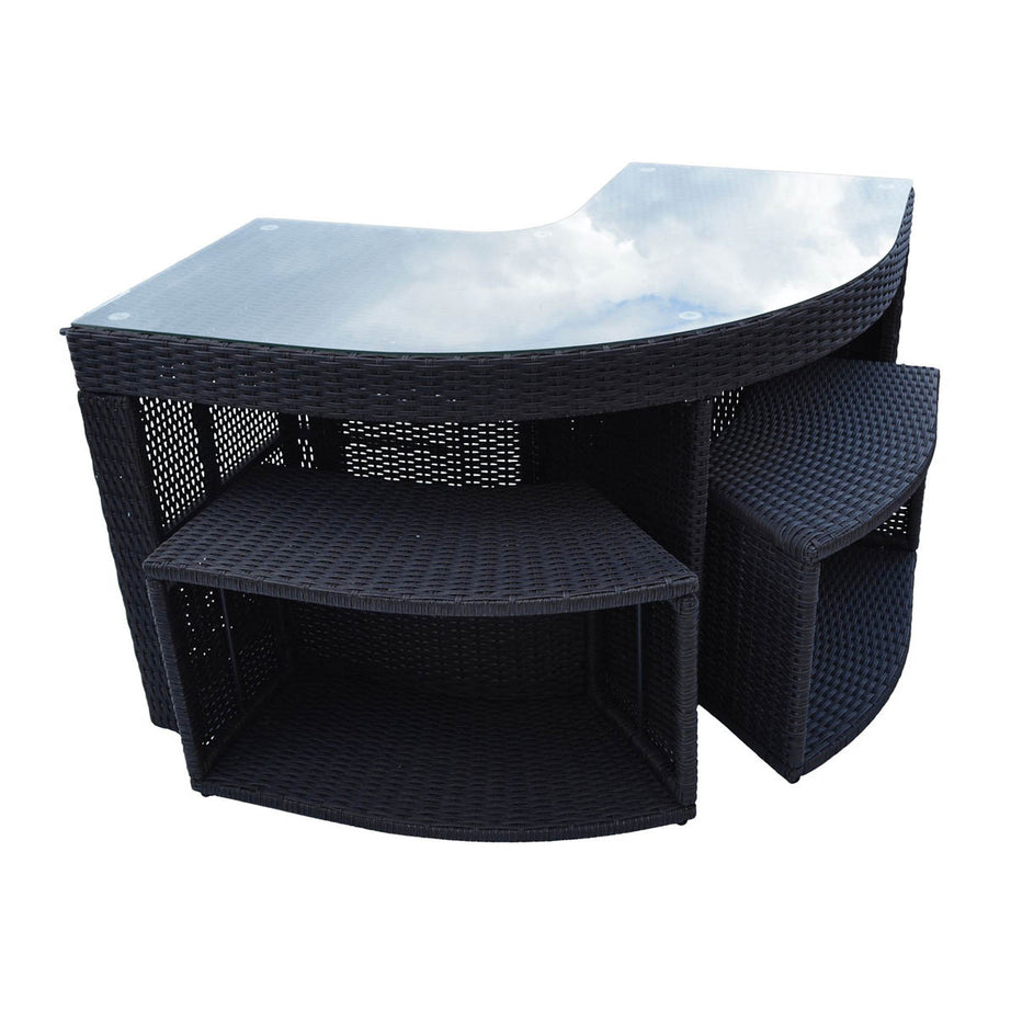 Hot Tub Bar Table And Stool Set Corner Rattan Brown Outdoor - Image 1