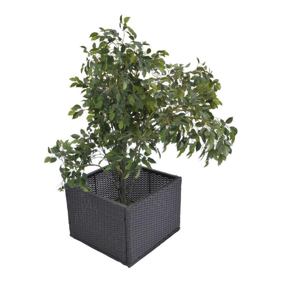 Square Planter Rattan Effect Lightweight (H)121cm (W)66cm - Image 2