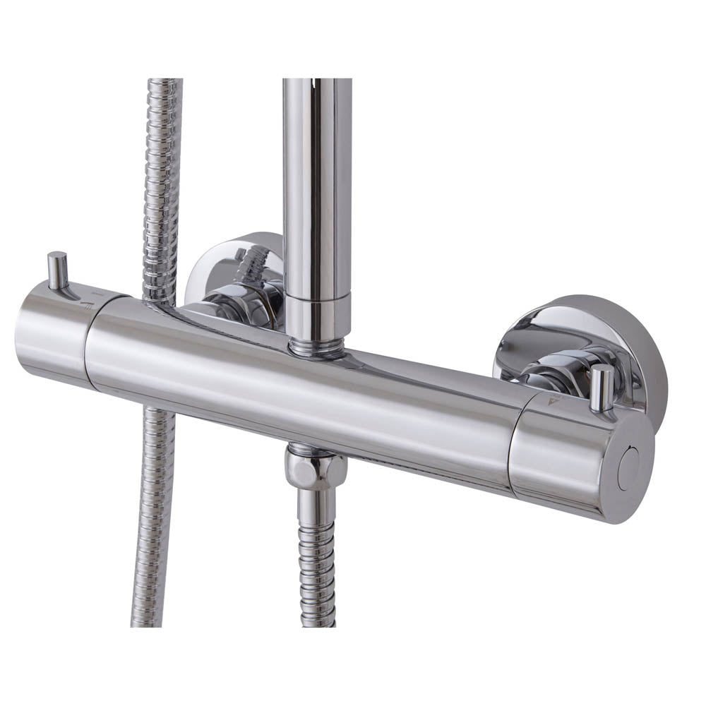 Mixer Shower Set Chrome Effect Wall Mounted 3 Spray Patterns Round 2 Heads - Image 3