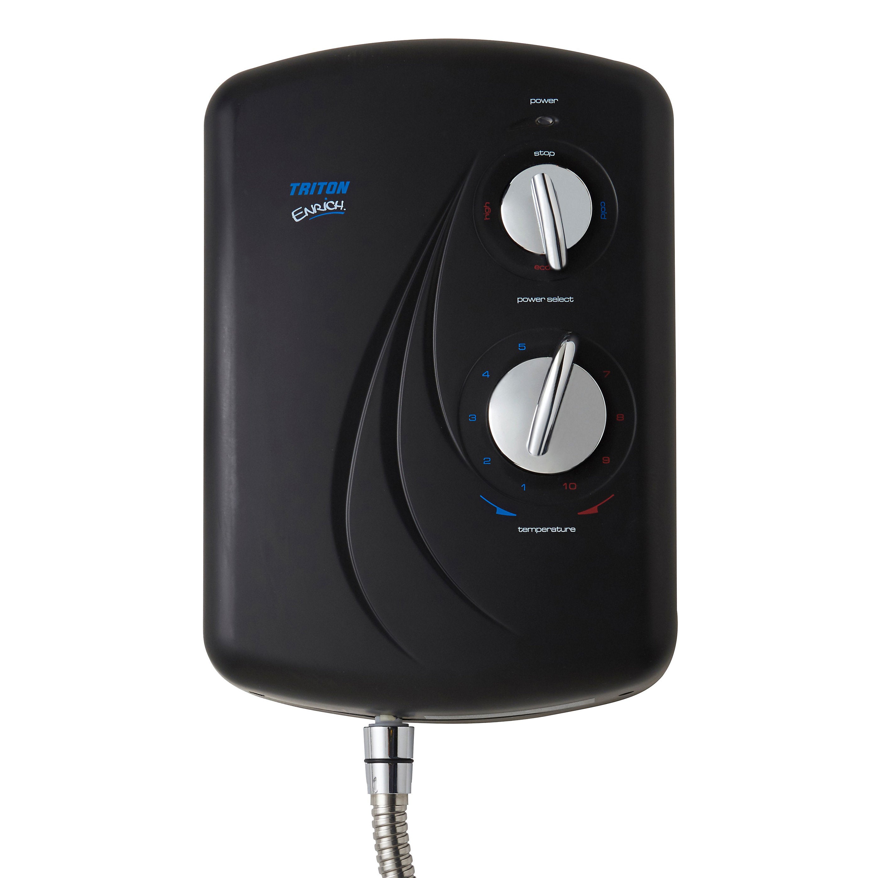 Triton Electric Shower 9.5kW Black Single Spray Pattern Round Head Bathroom - Image 4