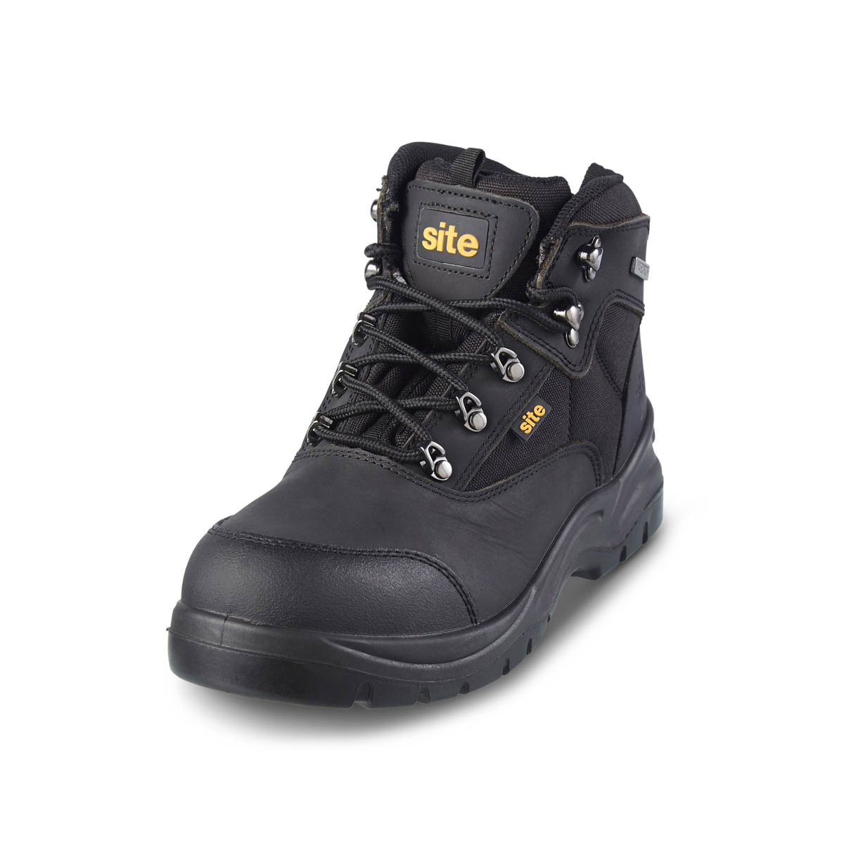 Site Safety Boots Mens Wide Fit Black Leather Waterproof Steel Toe Size 11 - Image 1