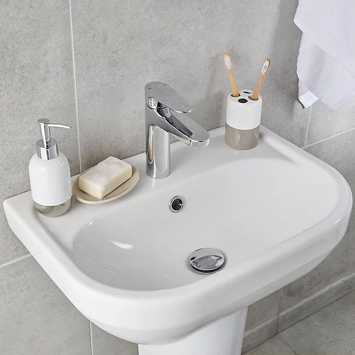 Bathroom Basin Tap Mono Mixer Tall Brass ¼ Turn Operation Waste Modern Faucet - Image 4