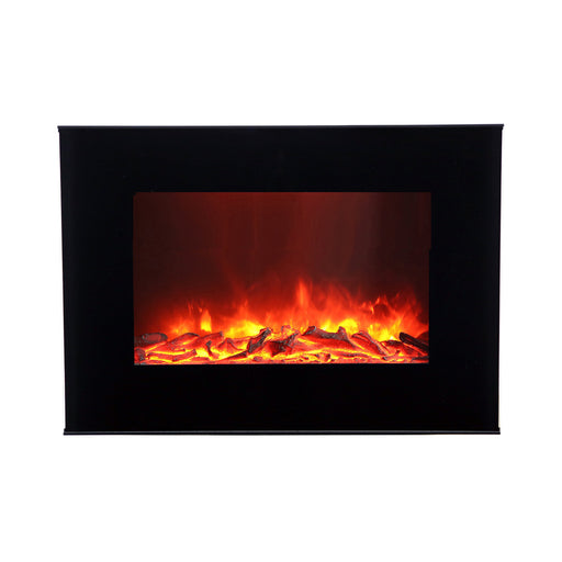 Electric Fireplace Wall Mounted Flat Glass Black Flame Effect Remote 1.9kW - Image 1