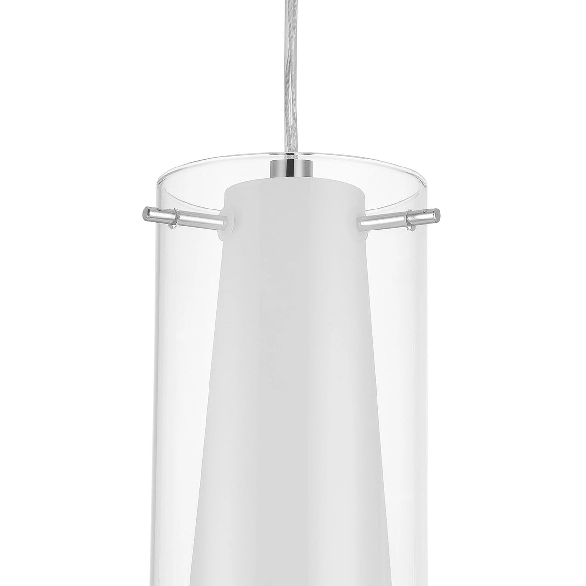 Pendant Ceiling Light 3 Way White Chrome Effect Glass Shades IP20 (Dia)110mm - Image 4