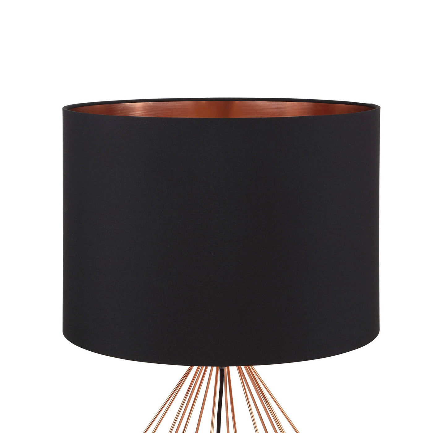 Table Lamp Bedside Light Modern Copper Effect Black Drum Shade For Any Room - Image 4