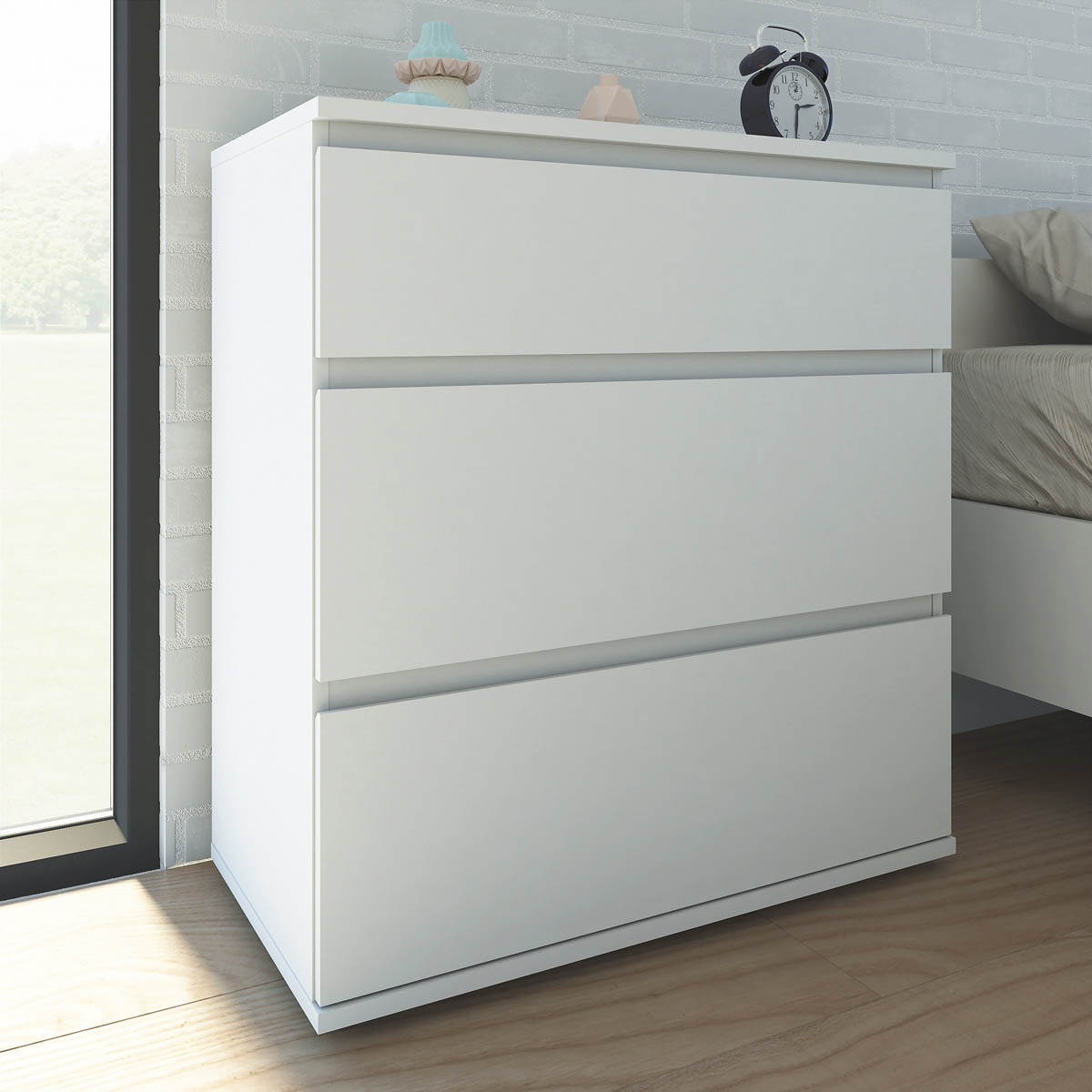Nova Chest Of Drawers Matt White 3 Drawers Furniture (H)835 (W)768 (D)400mm - Image 1