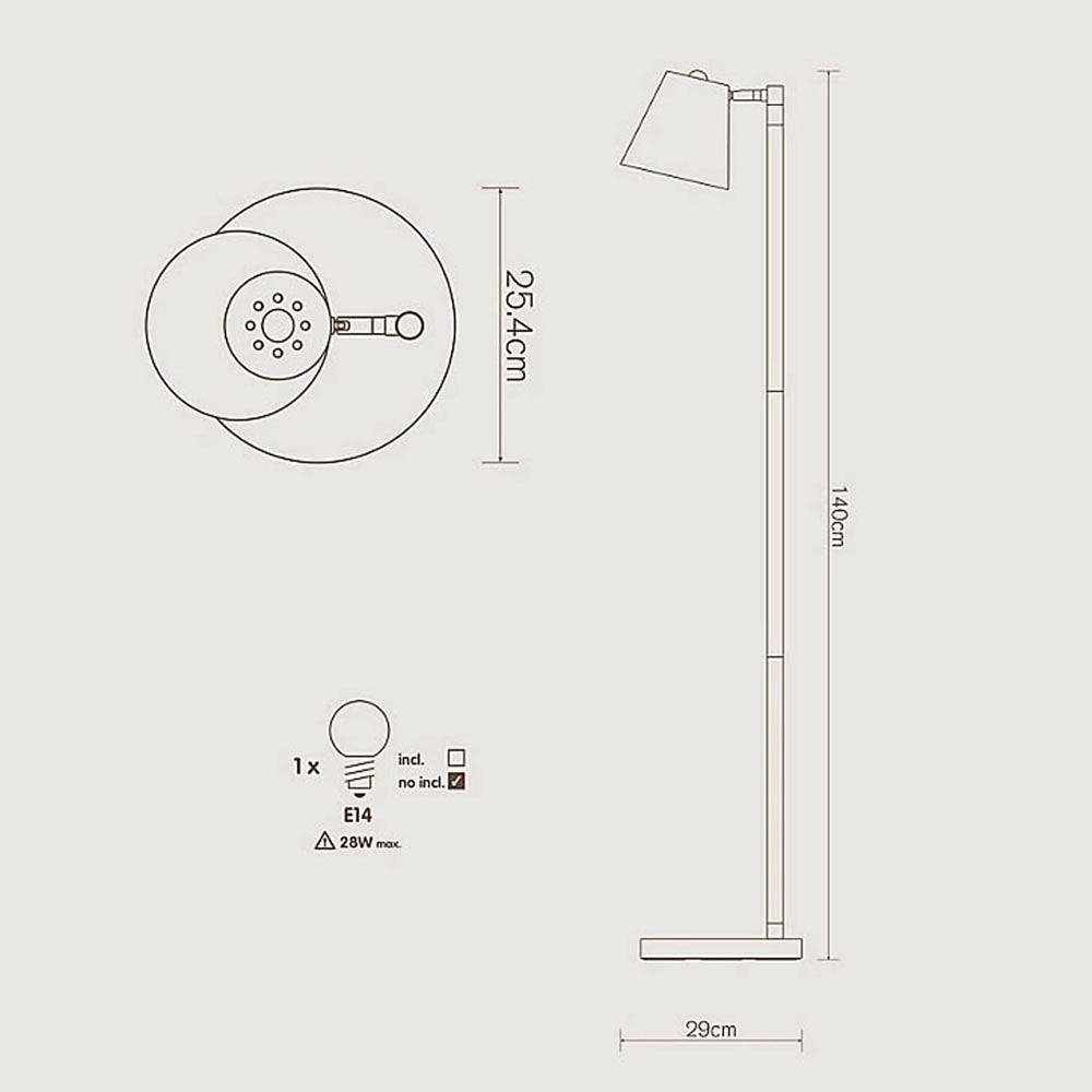 Floor Lamp Standing Reading Light Matt White Wood Effect Adjustable Head 10W - Image 3