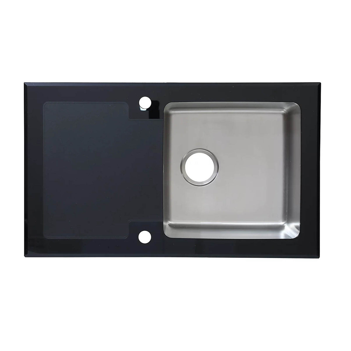 Cooke & Lewis Christianna 1 Bowl Sink Drainer Black Glass 860mm - Image 1