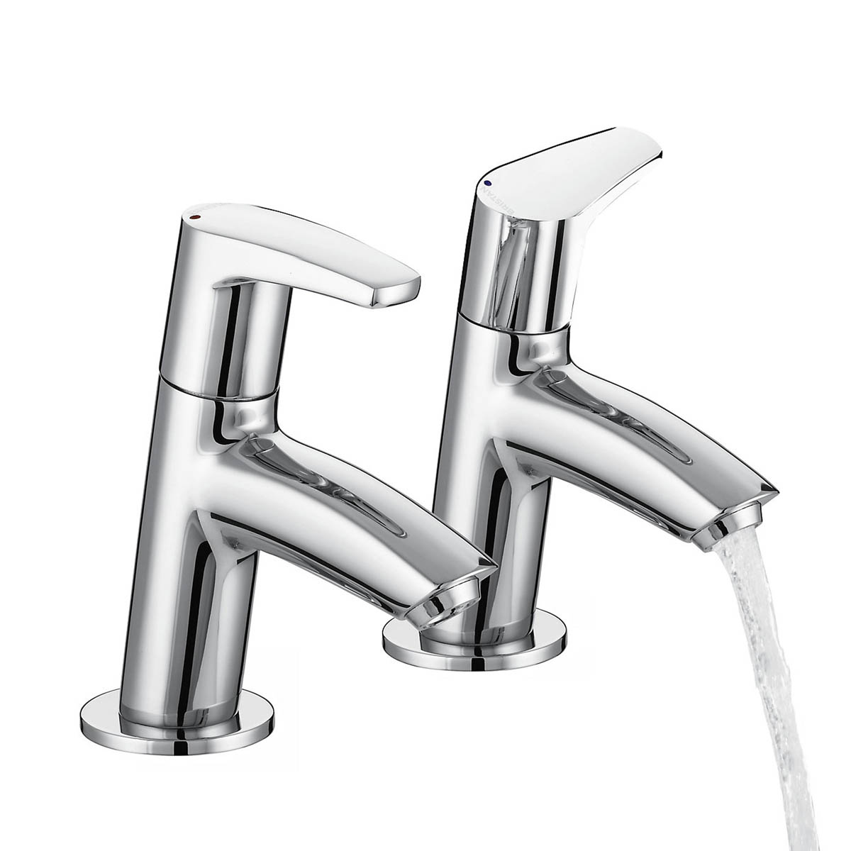 Basin Pillar Taps Pair Chrome Effect Contemporary Lever Scratch Resistant - Image 2
