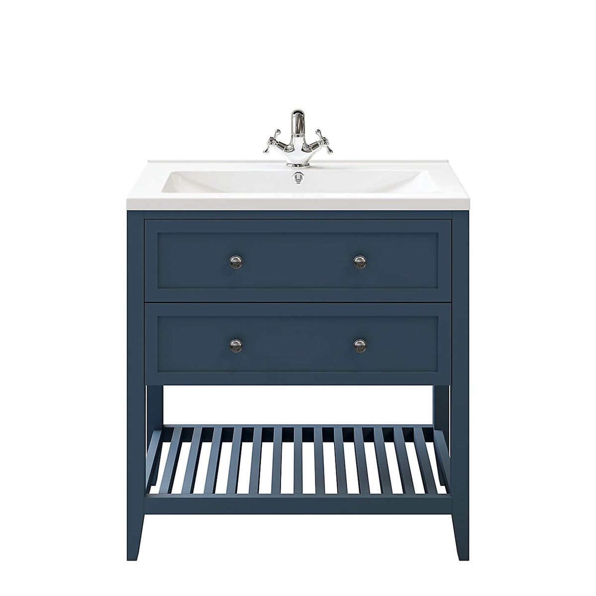 GoodHome Bathroom Vanity Unit Perma Freestanding Satin Blue 800mm - Image 6