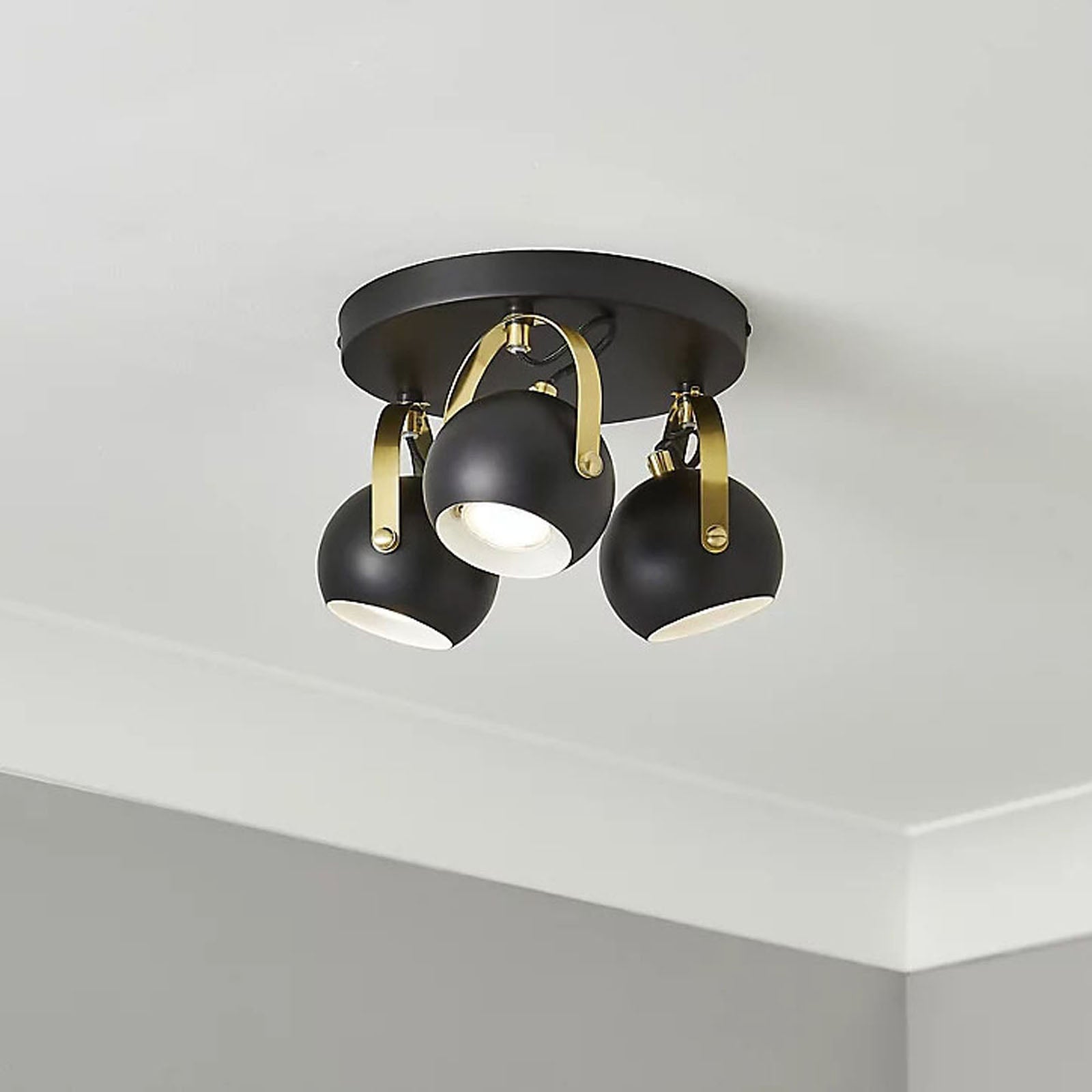 Azure LED Ceiling Spotlight Multi Arm Matt Black Modern Retro Style Round Shades - Image 3