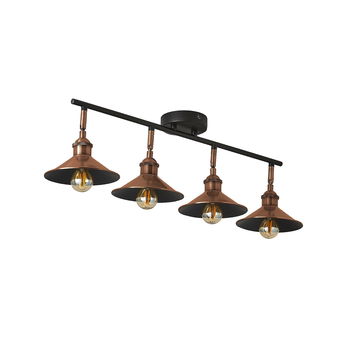 LED Ceiling Spotlight Bar Multi Arm Satin Black Copper Effect Retro Dining Room - Image 2