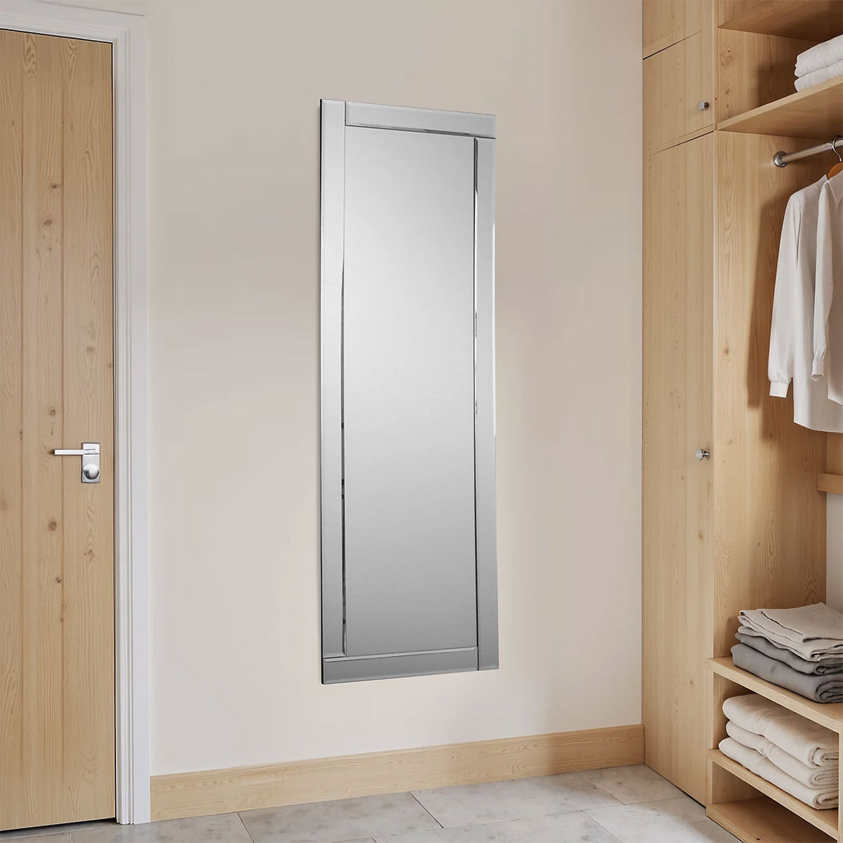 Aripa Frameless Art Deco Wall Mirror 117x40cm Bevelled Glass - Image 2