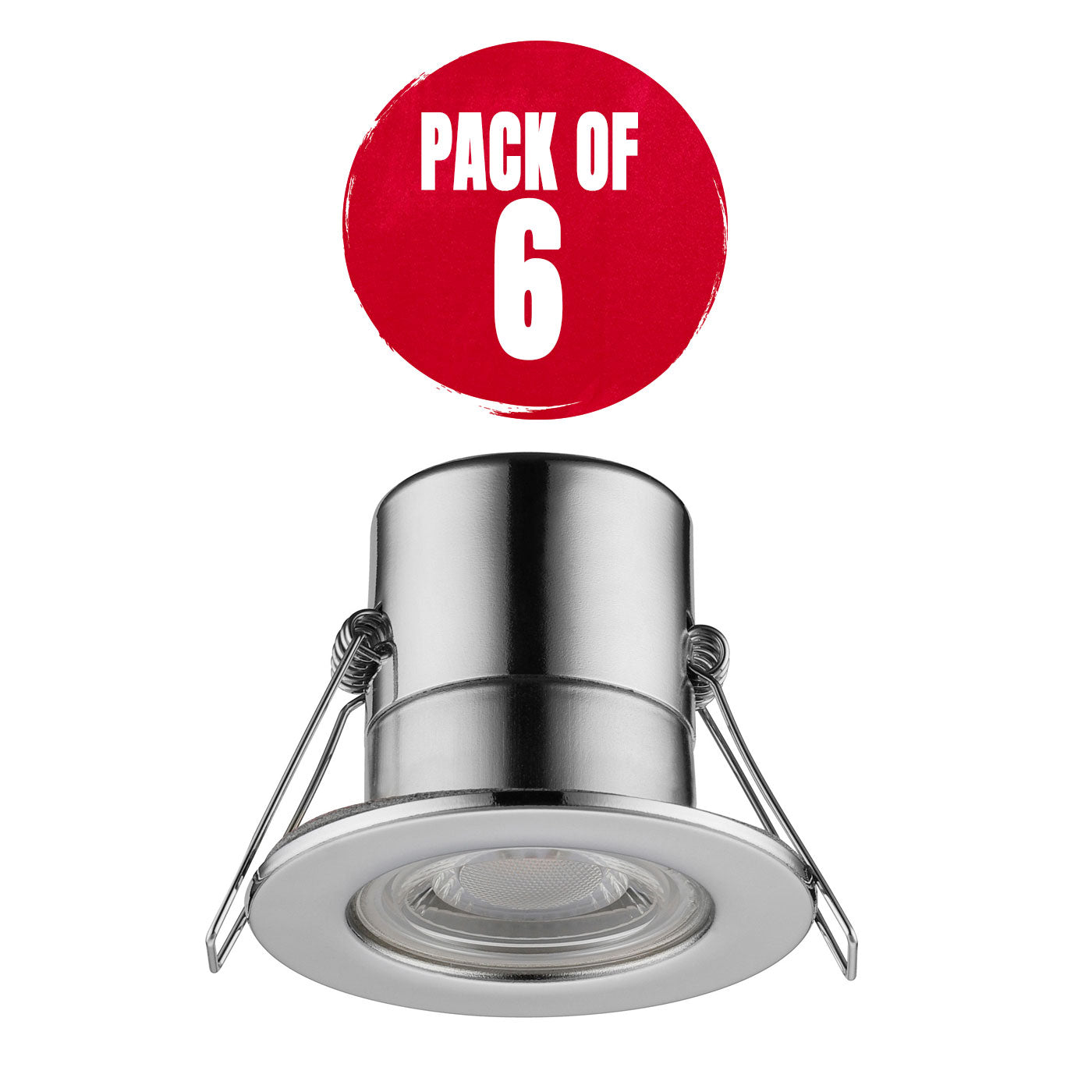 Luceco Downlight EFTE45PC40/6-01 LED Chrome Effect Neutral White IP65 Pack of 6 - Image 1