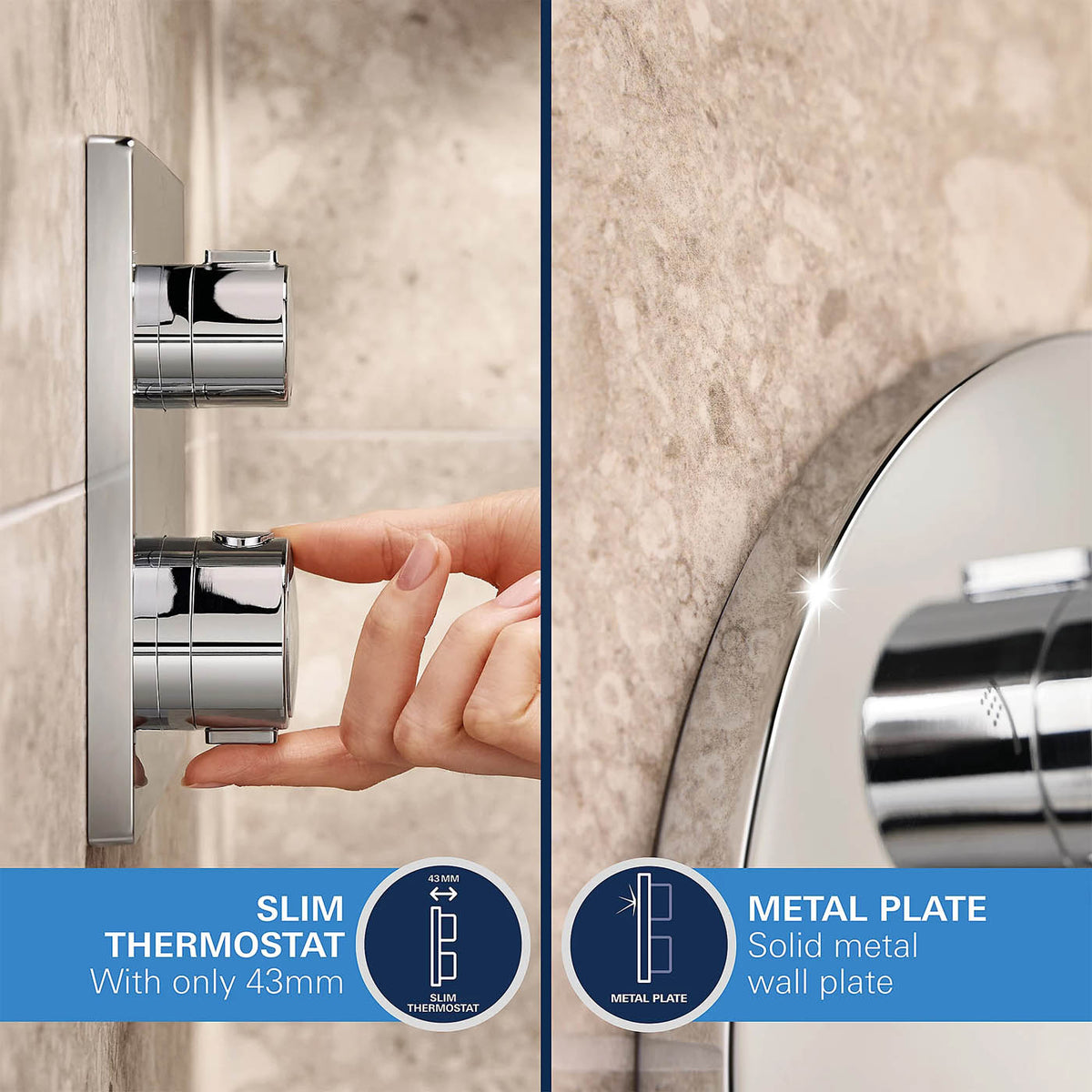 Grohe Shower Set Precision Trend Thermostatic Twin Round Heads Slim Design - Image 4