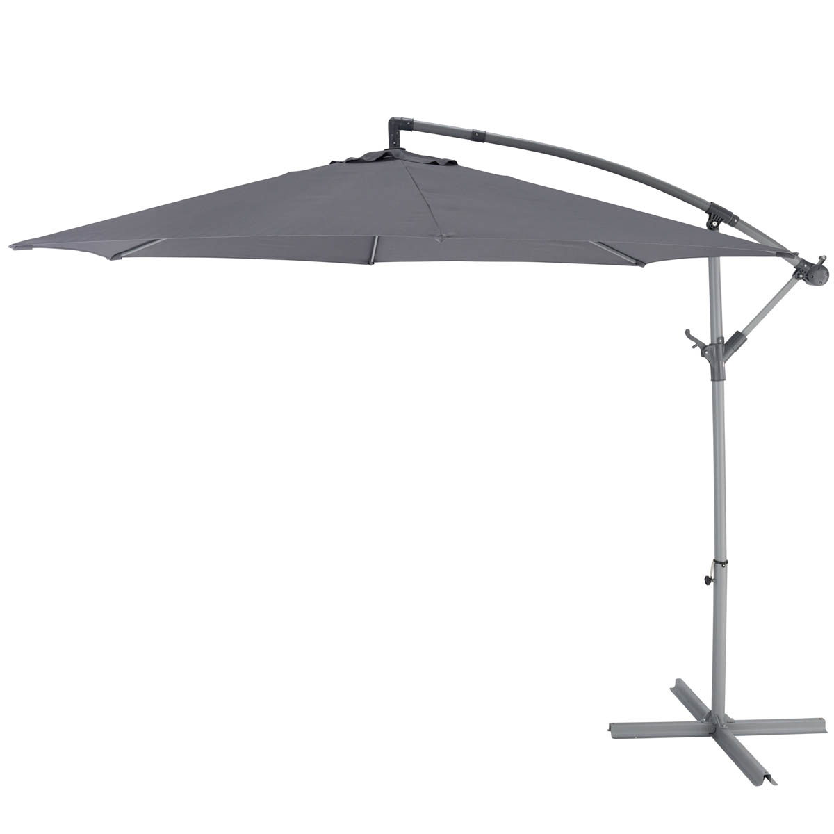 Garden Parasol Umbrella Steel Grey Overhanging Outdoor Sun Shade Canopy 2.98m - Image 1