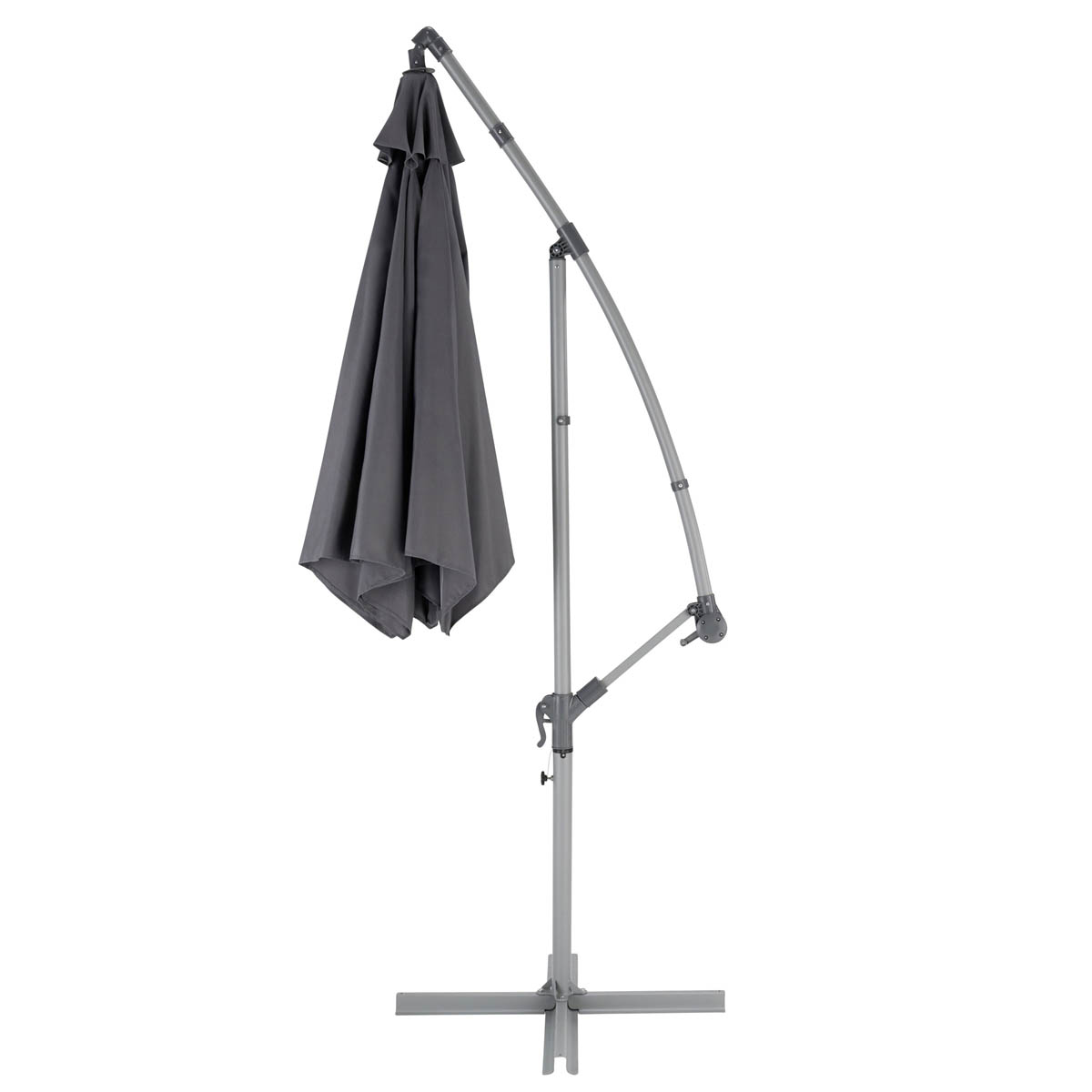 Garden Parasol Steel Grey Overhanging Outdoor Umbrella Sun Shade Canopy 2.98m - Image 2