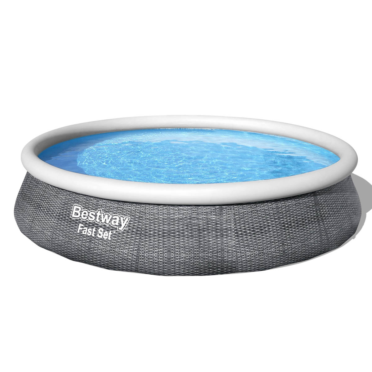 Bestway Swimming Pool Inflatable Family Round Grey With Pump (L) 396 x (H) 84cm - Image 1