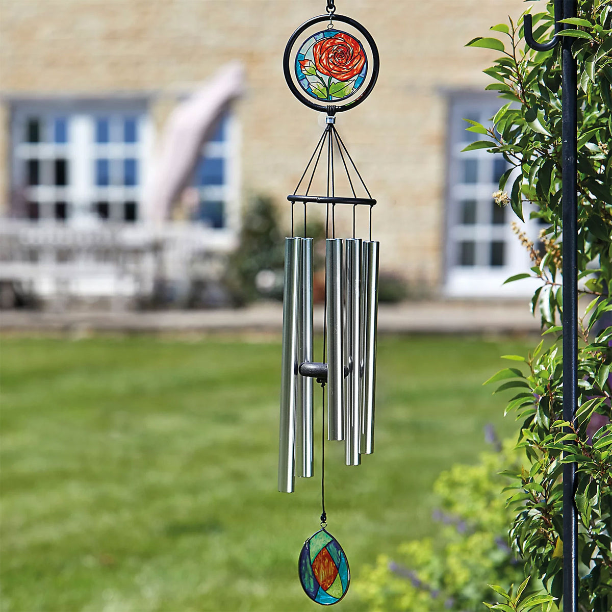 Flamboya Garden Wind Spinner Rose Metal Stake Ornament 89cm - Image 2