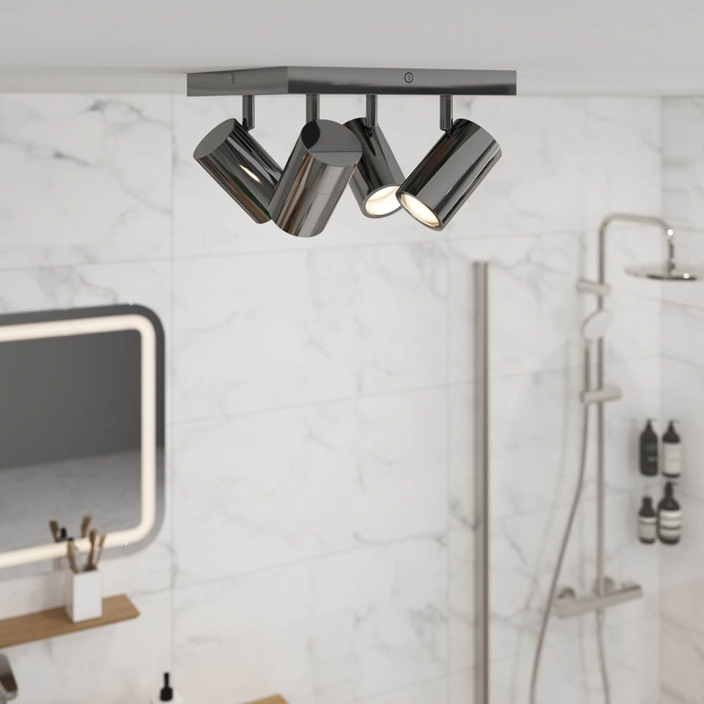 Bathroom Spotlight Square Plate Ceiling 4 Way Chrome Modern IP44 5W - Image 2