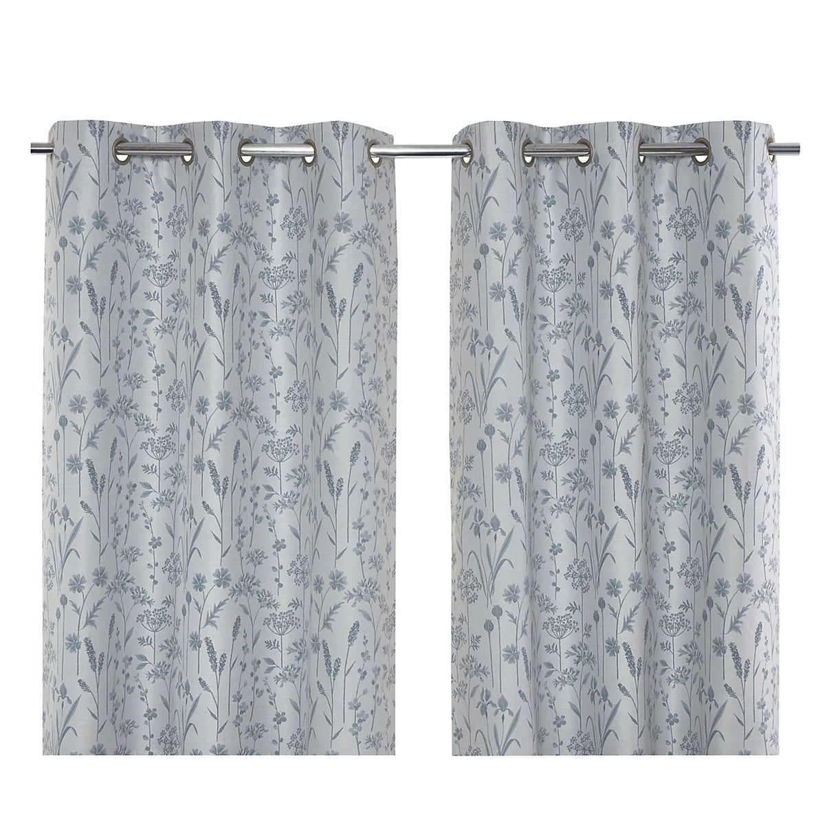 Otema Herbarium Lined Eyelet Curtains Blue 228x228cm Pair - Image 1