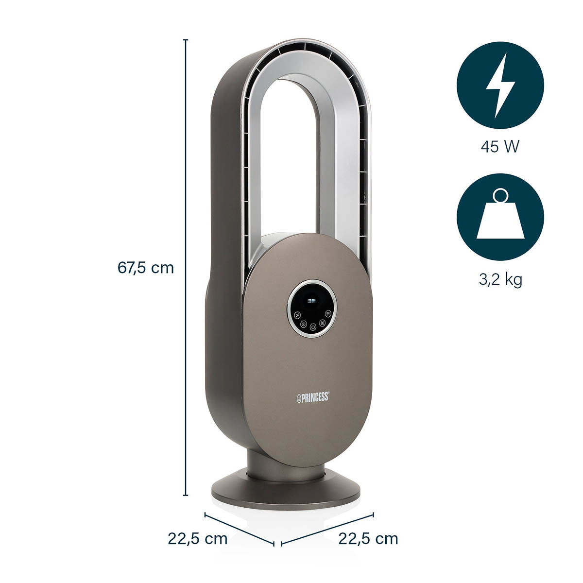 Princess Bladeless Fan Oscillating LED Remote Control Multifunctional (H)67.5cm - Image 2