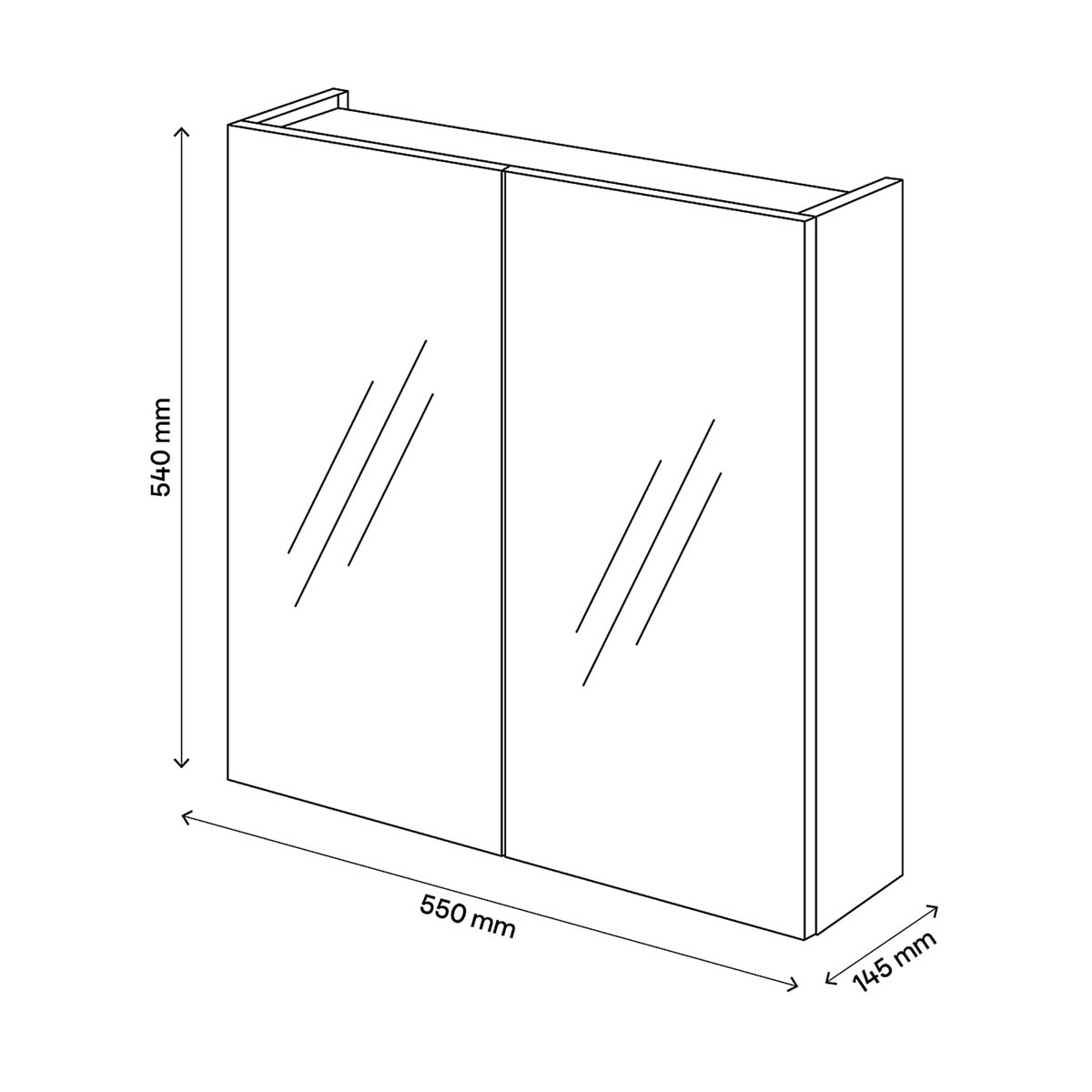 Bathroom Mirror Cabinet Wall Mounted Single Shelf Soft Close (H)540 (W)550mm - Image 4
