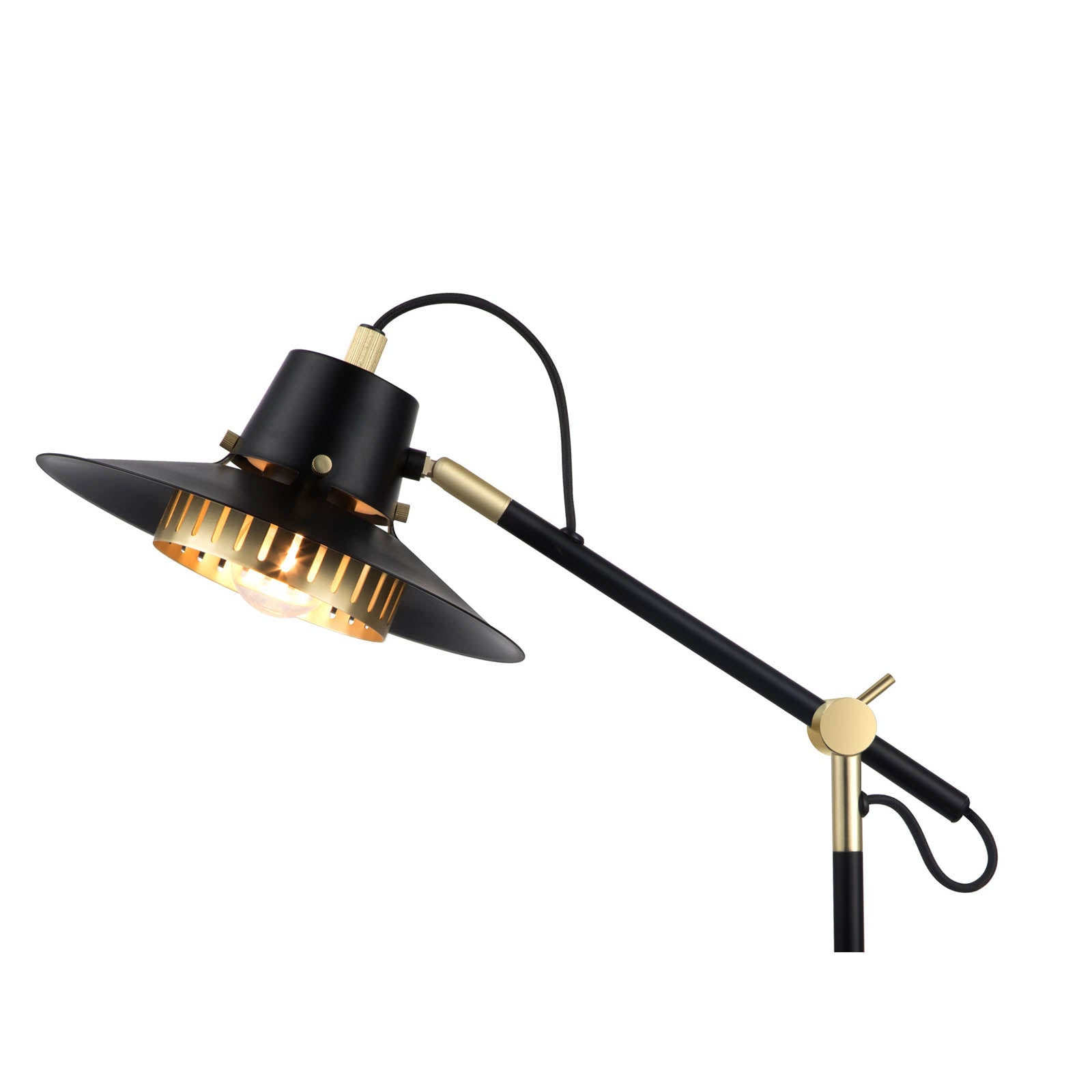 Table Lamp Delagoa Industrial Matt Black Gold Modern Open Shade Metal - Image 4