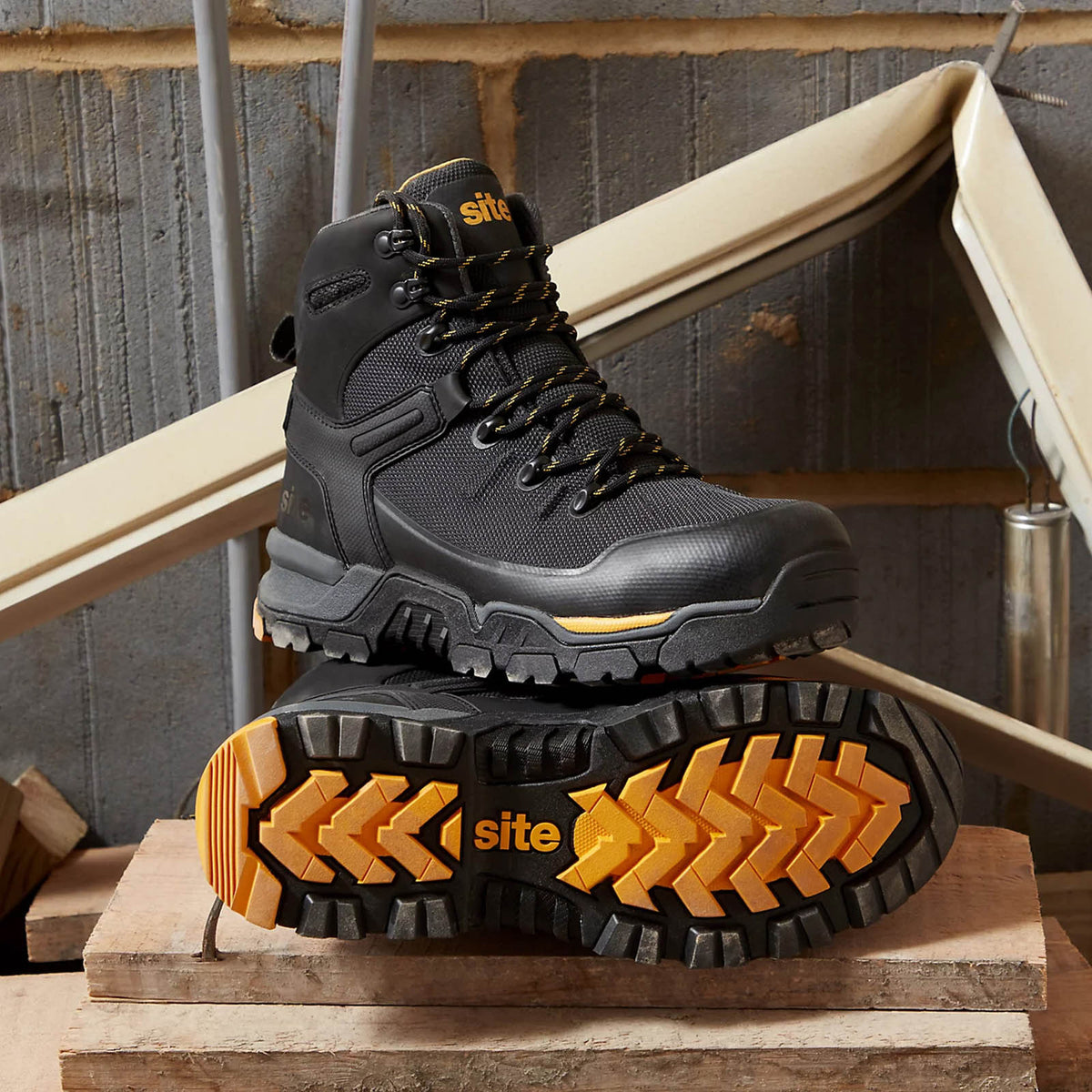 Site Densham Safety Boots Black Steel Toe Work Footwear Shoes Size 8 - Image 6