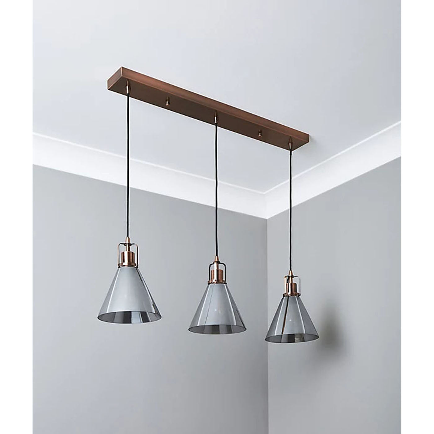 Pendant Ceiling Light Hanging 3 Way Multi Arm Antique Copper Effect Modern - Image 4