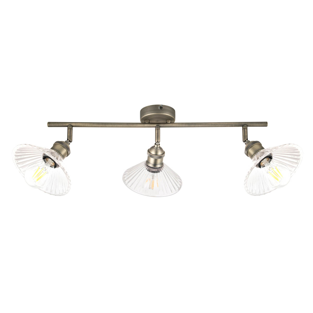 LED Spotlight Multi Arm Rotatable Metal Satin Nickel Effect Ribbed Glass Antique - Image 1