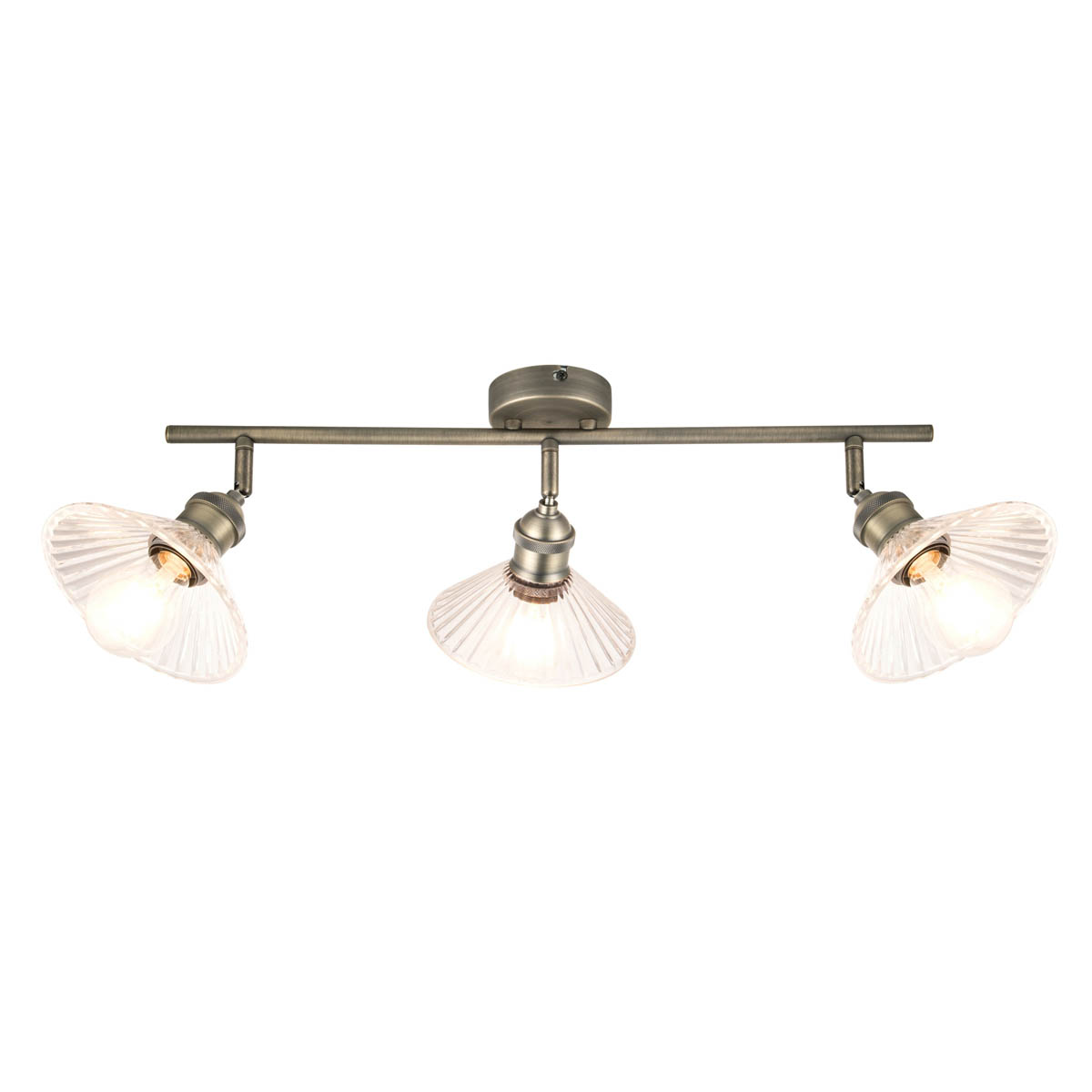 LED Spotlight Multi Arm Rotatable Metal Satin Nickel Effect Ribbed Glass Antique - Image 3