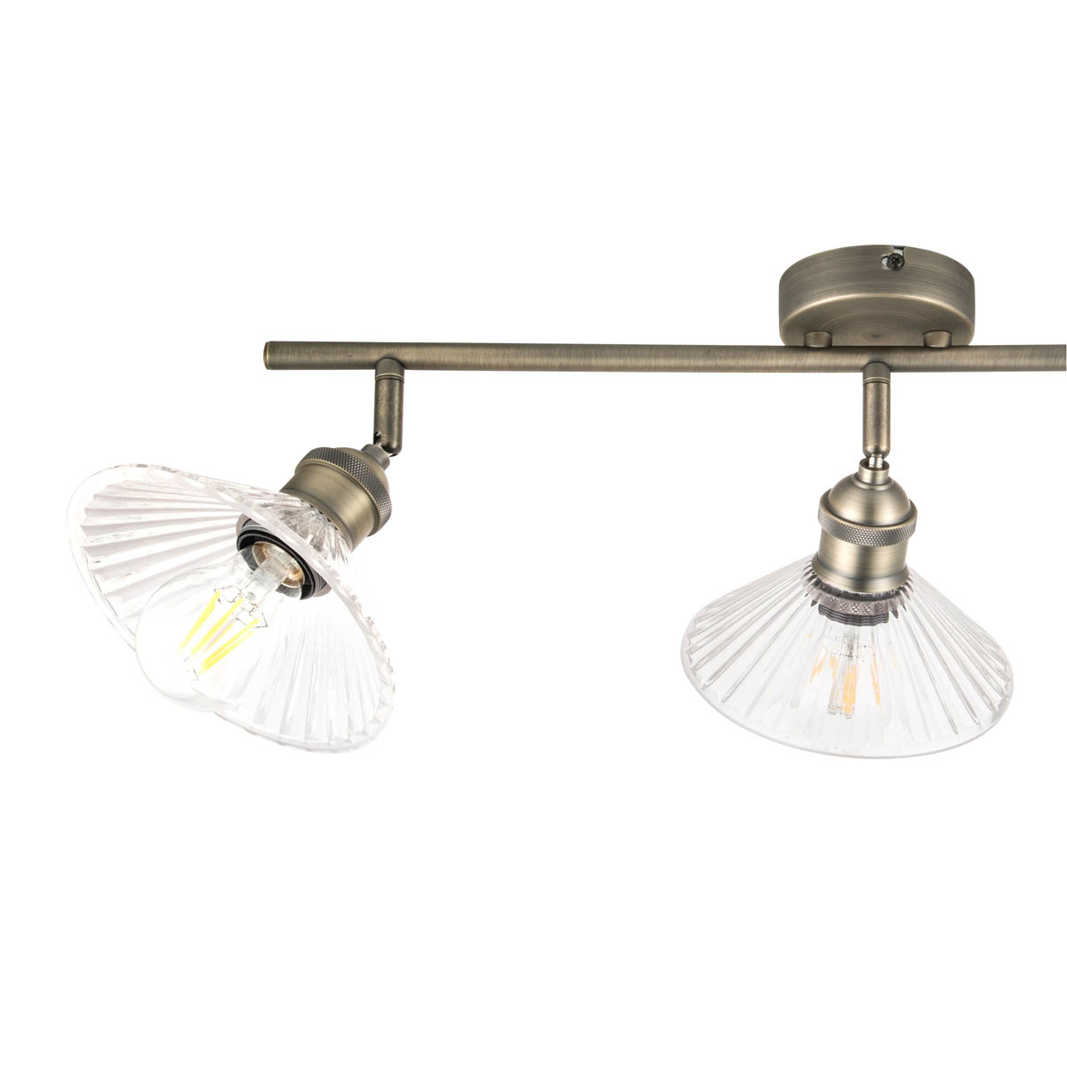 LED Spotlight Multi Arm Rotatable Metal Satin Nickel Effect Ribbed Glass Antique - Image 4