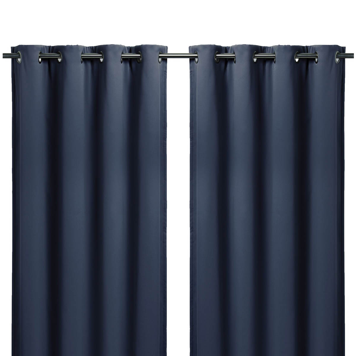 Eyelet Curtain Navy Plain Blackout Thermal Ready Made Ring Top Pair W228xL228cm - Image 2