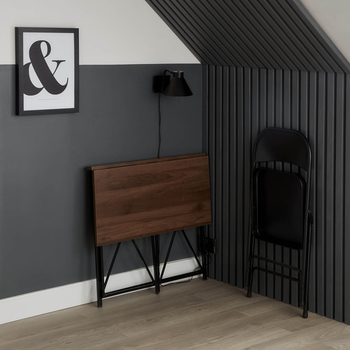 Folding Table Desk Office Computer Matt Walnut Effect Assembled 80cm - Image 4