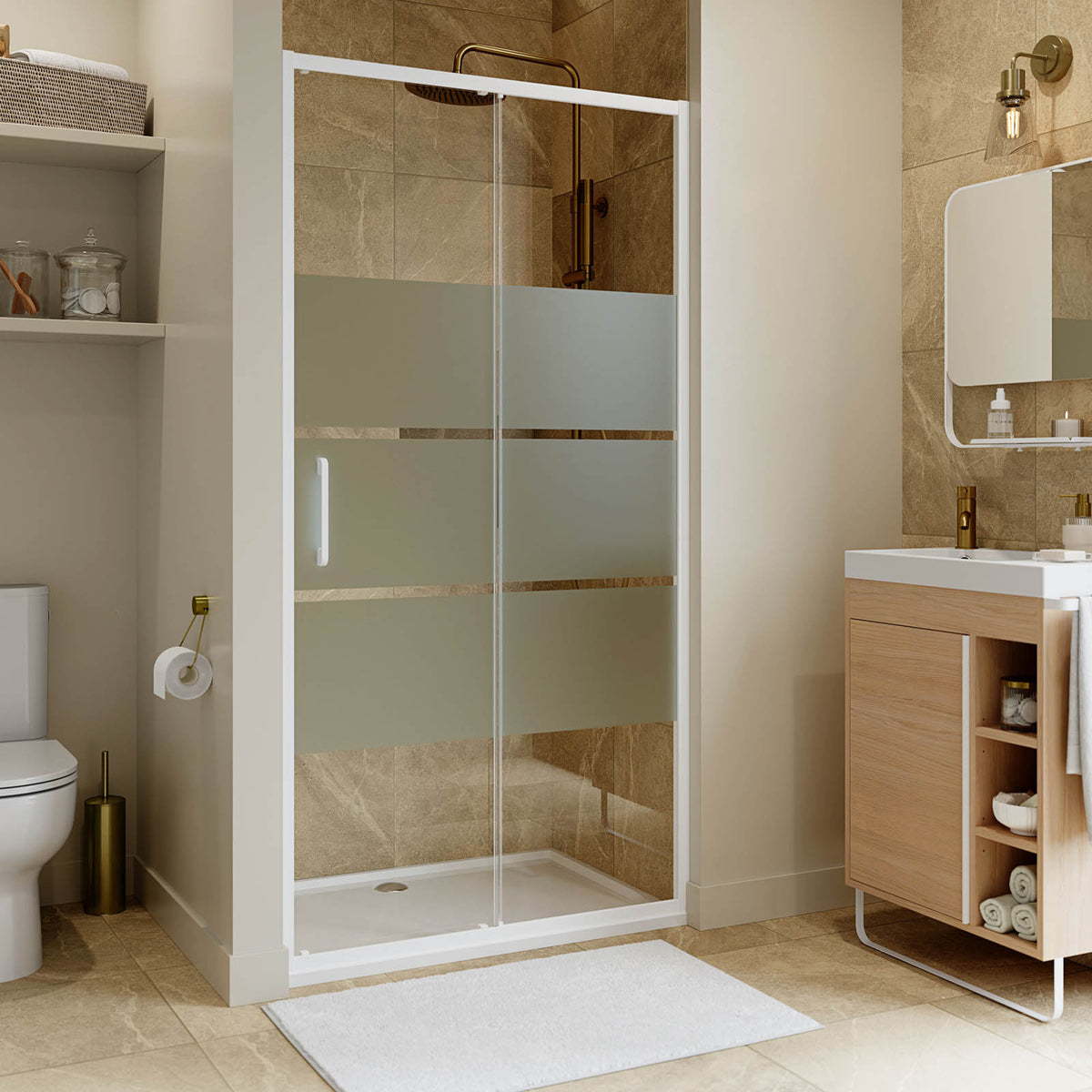 Shower Tray Gloss White Rectangular Reversible Drainer 28mm Bathroom Modern - Image 7