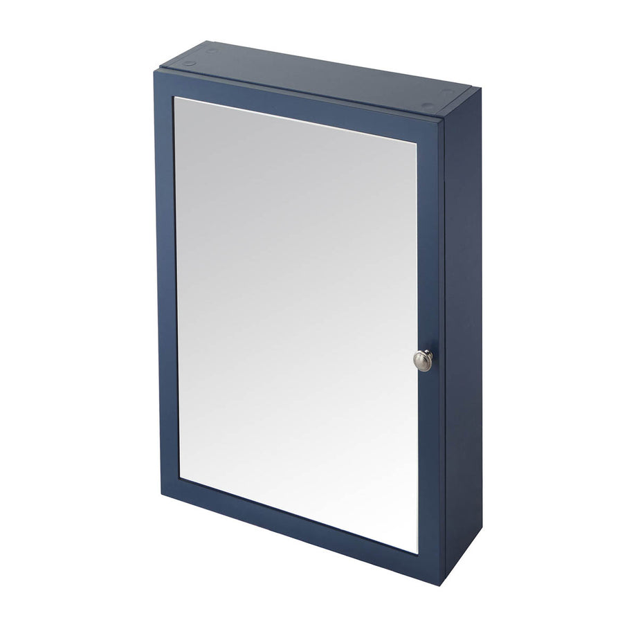 Bathroom Cabinet Single Mirrored Door Satin Navy Wall Mounted (W)500mm (H)700mm - Image 4