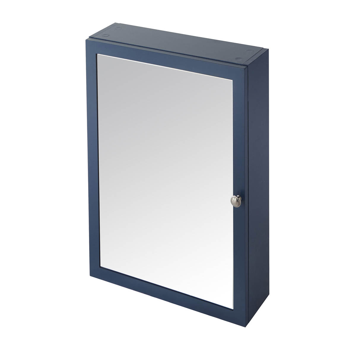 Bathroom Cabinet Single Mirrored Door Satin Navy Wall Mounted (W)500mm (H)700mm - Image 4