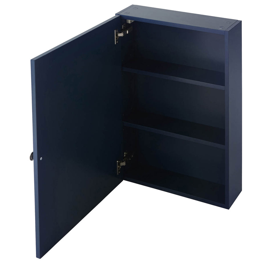 Bathroom Cabinet Single Mirrored Door Satin Navy Wall Mounted (W)500mm (H)700mm - Image 6