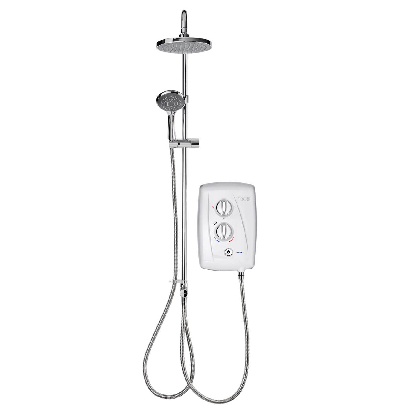 Electric Mixer Shower Twin Round Head Gloss Chrome Effect 5 Spray Pattern 10.5kW - Image 1