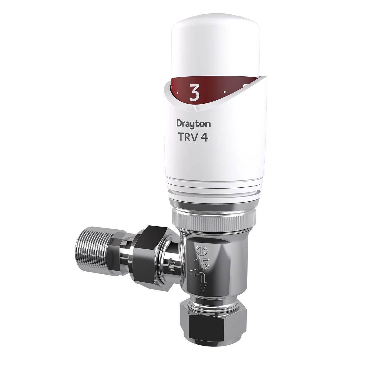 Drayton Radiator Valve Thermostatic TRV 15mm Angled White Bidirectional - Image 1