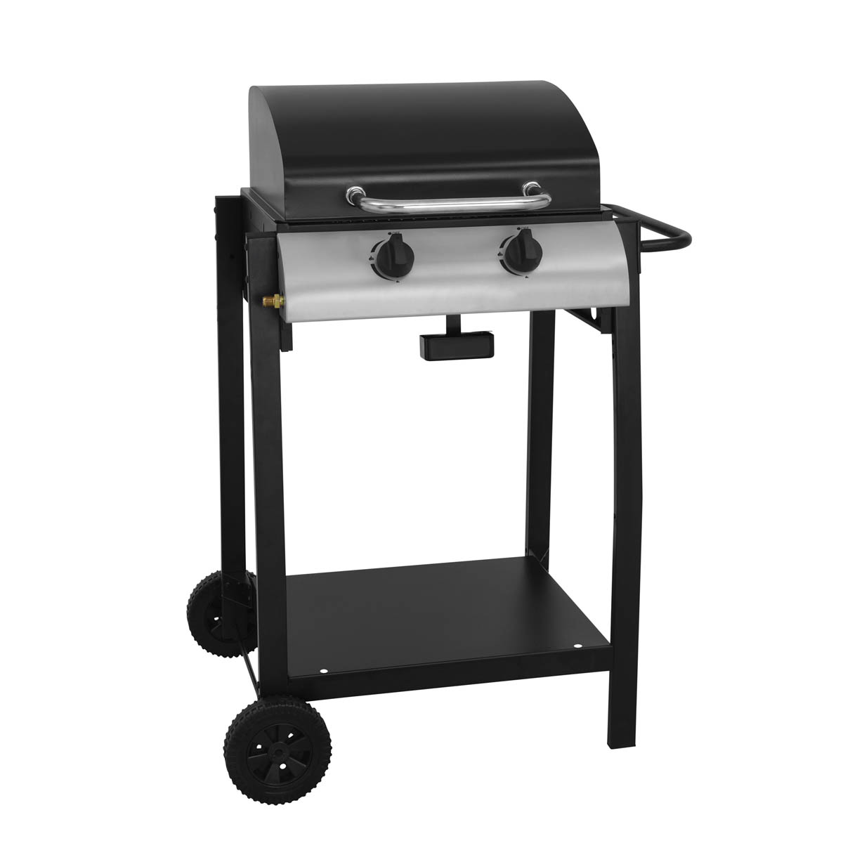 Gas BBQ 2 Burner Black Portable Piezo Ignition Wheeled Compact Outdoor Grill - Image 1