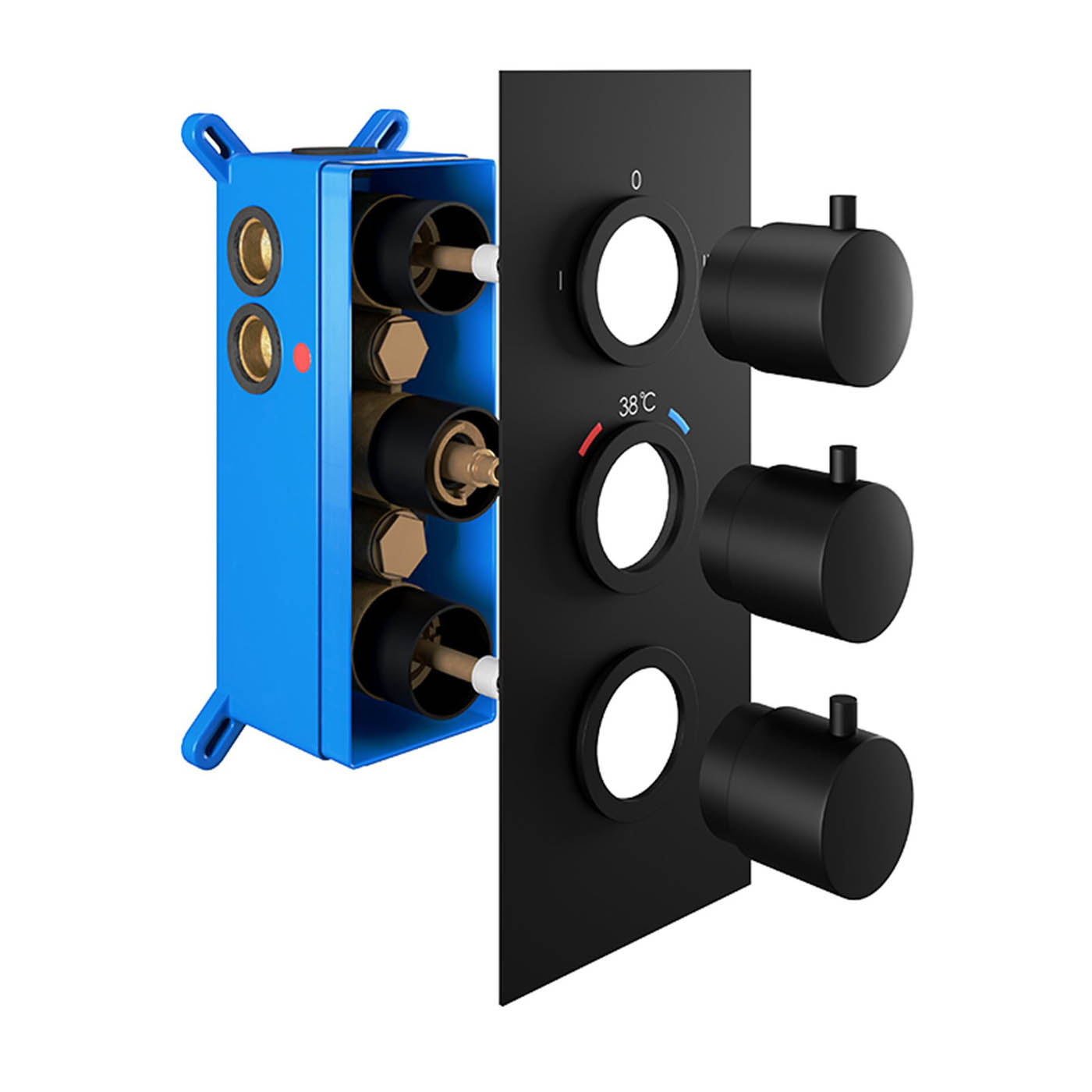 Aquadry Oria ½ turn 3 outlet Black Concealed Diverter Shower mixer - Image 1