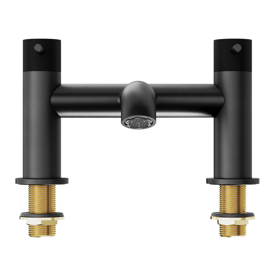 Bath Filler Tap Mixer Matt Black Double Lever Bathroom Modern Deck Faucet - Image 4
